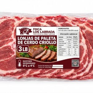 Lonjas de paletas de cerdo criollo, 3lb