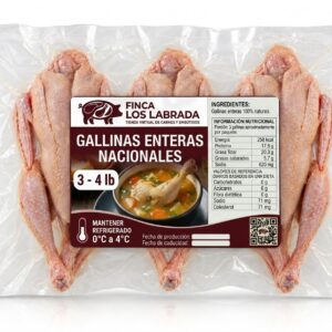 Gallinas enteras, paquetes de 3 a 4lb